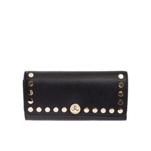 MICHAEL KORS Black and Gold Studded leather flap wallet